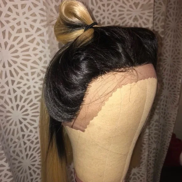 14” Blonde LACEFRONT MIDDDLEPARTYAKI Bob WIG*NWT  display picture 1